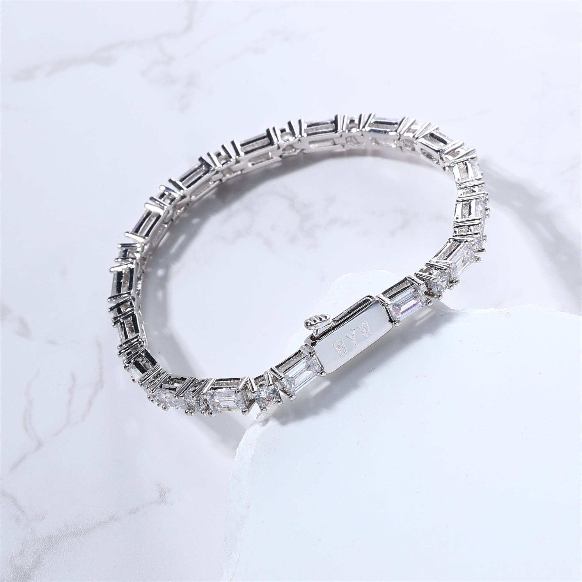 White Baguette Tennis Bracelet