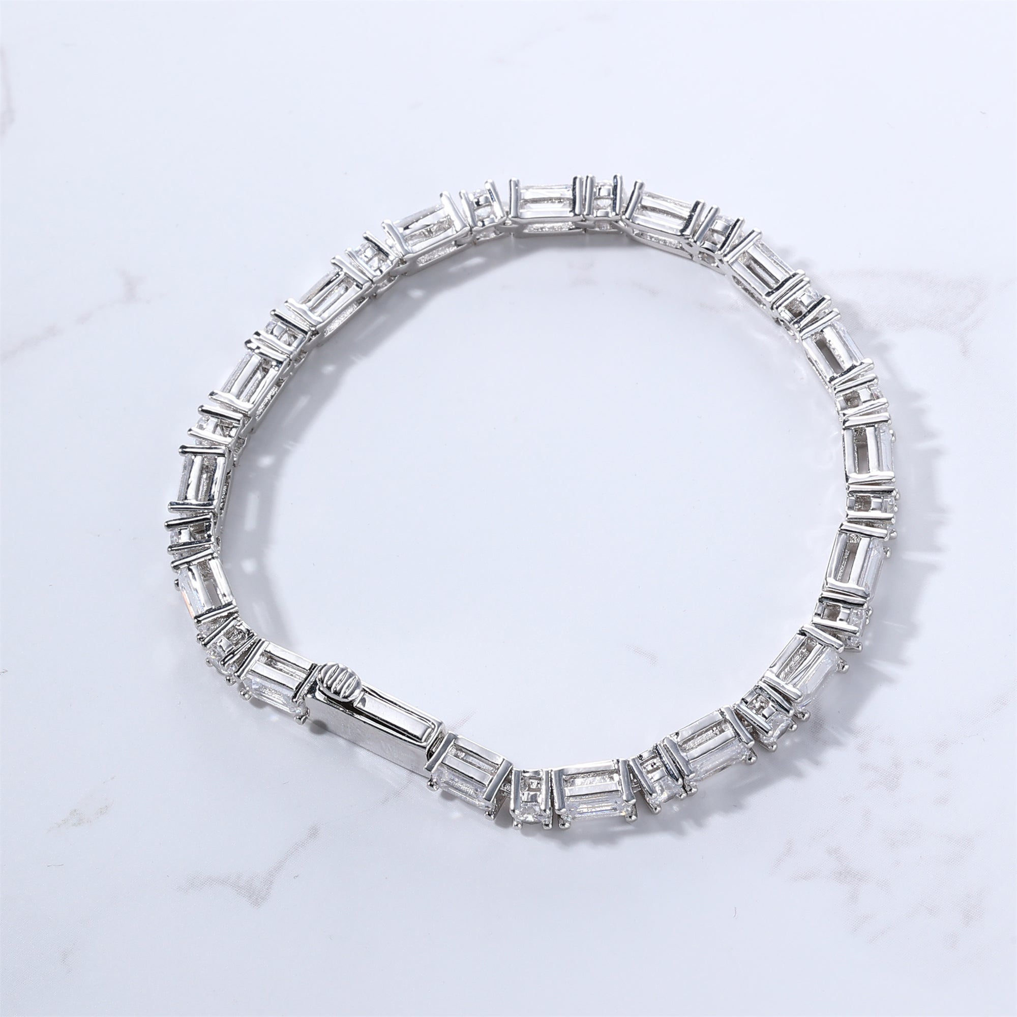 White Baguette Tennis Bracelet