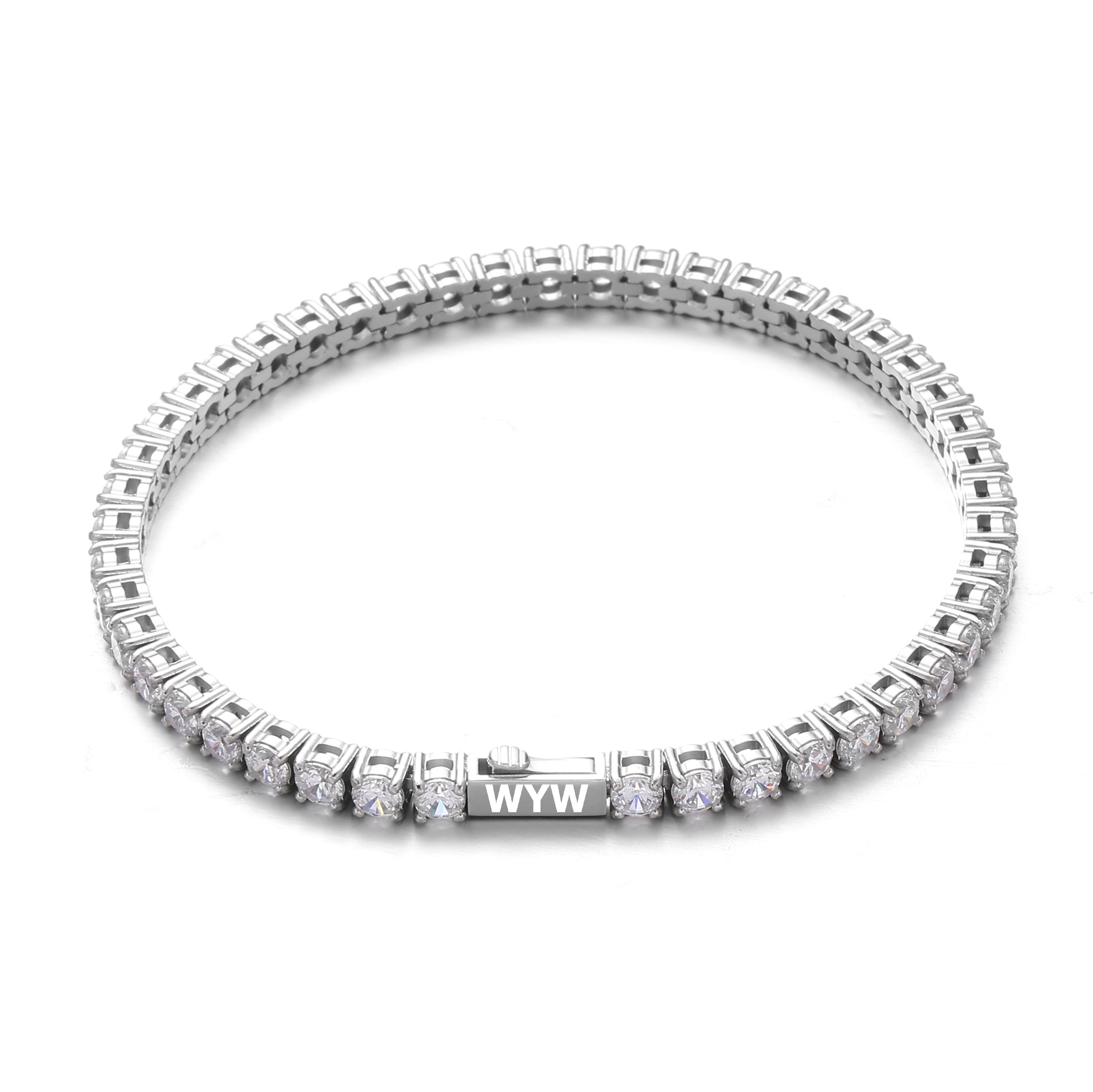 4MM White Gold Tennis Bracelet