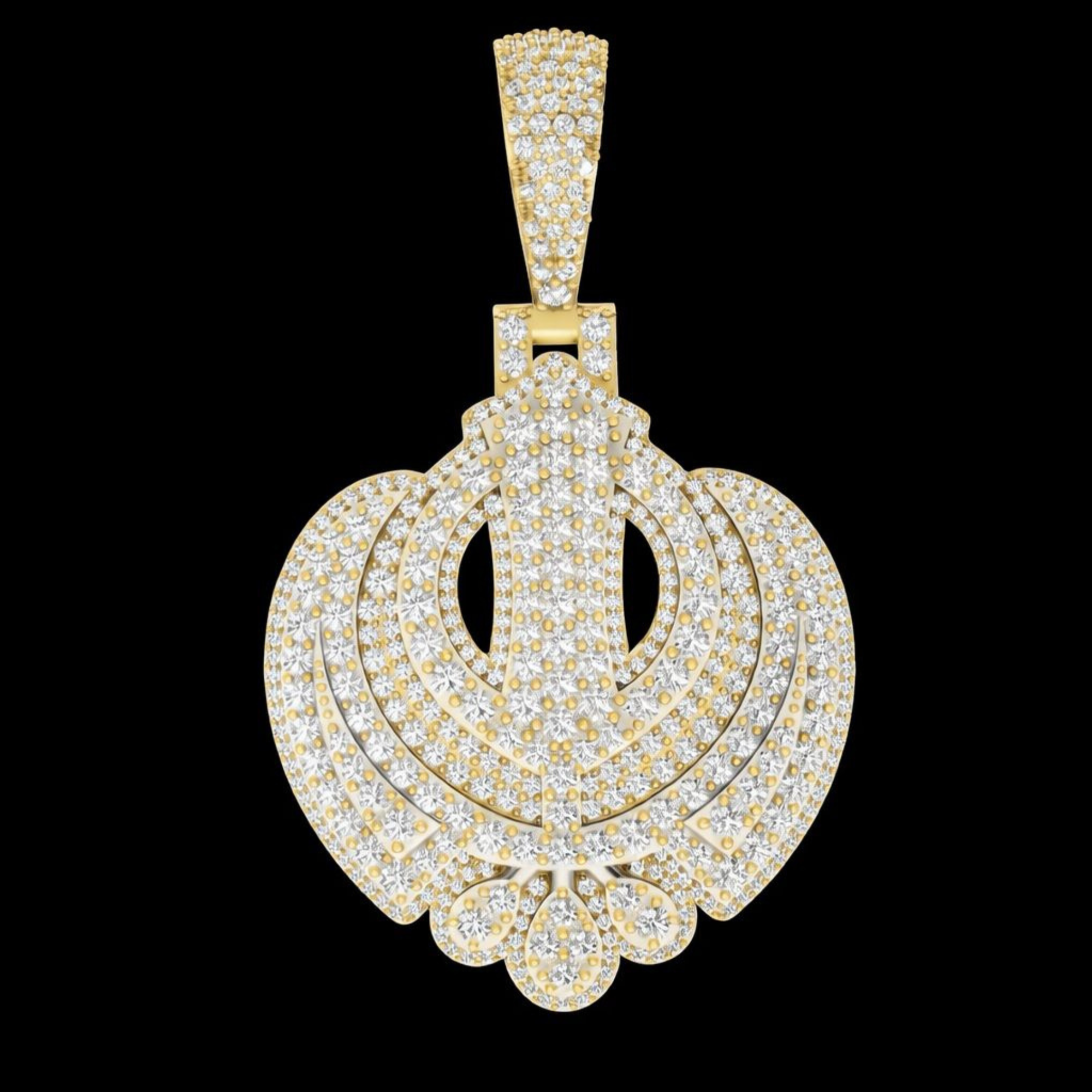 Two Tone Iced Khanda Pendant