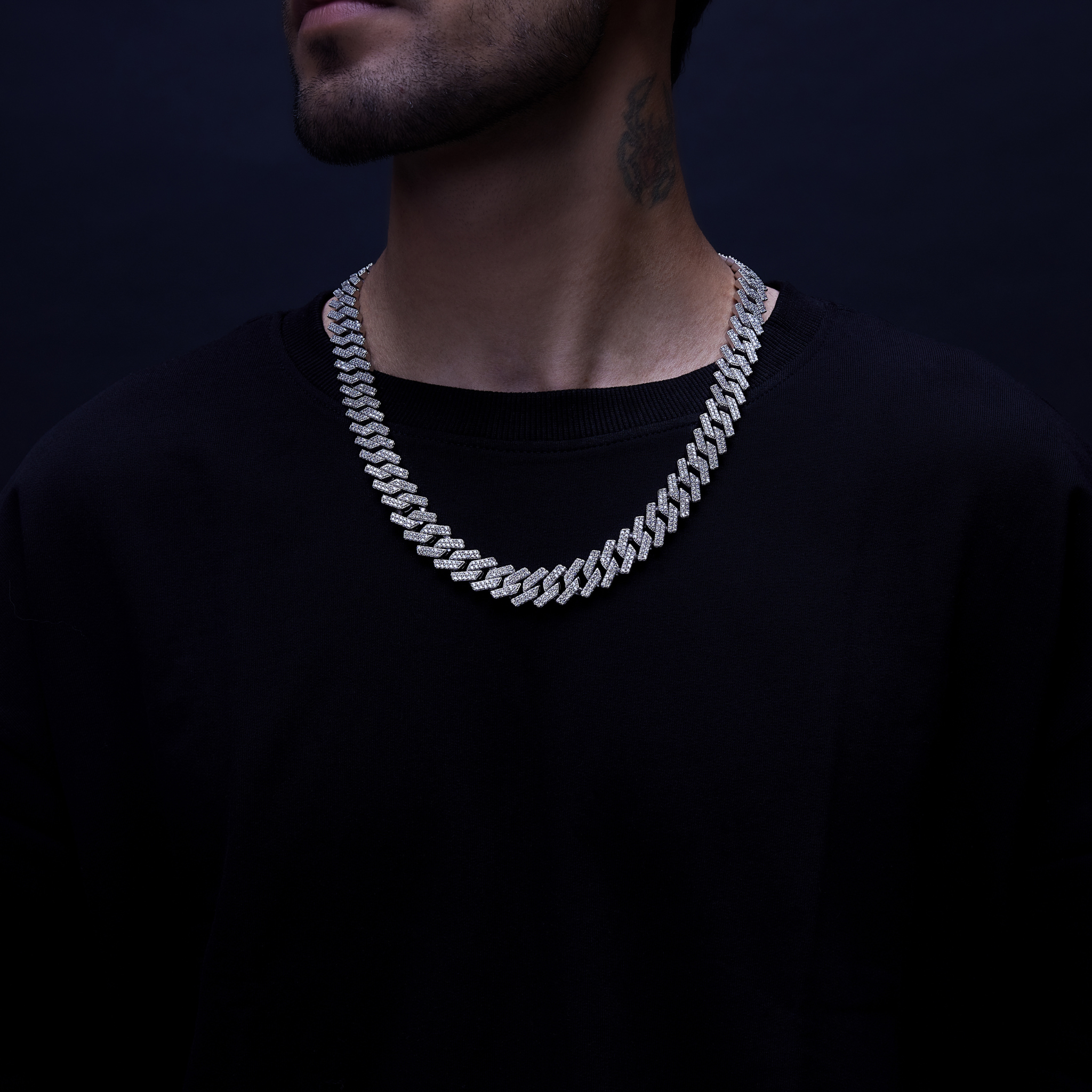 14MM White Gold Raised Cuban Chain