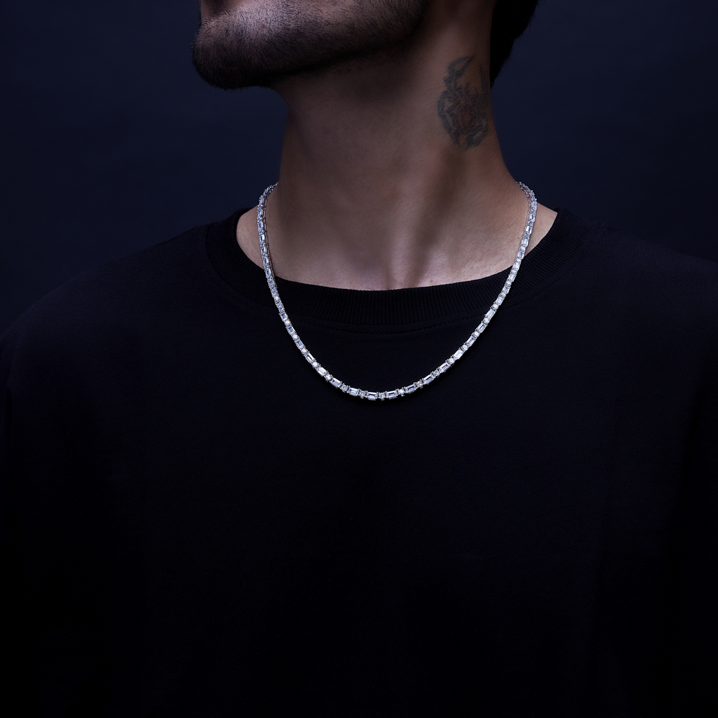 White Baguette Tennis Chain