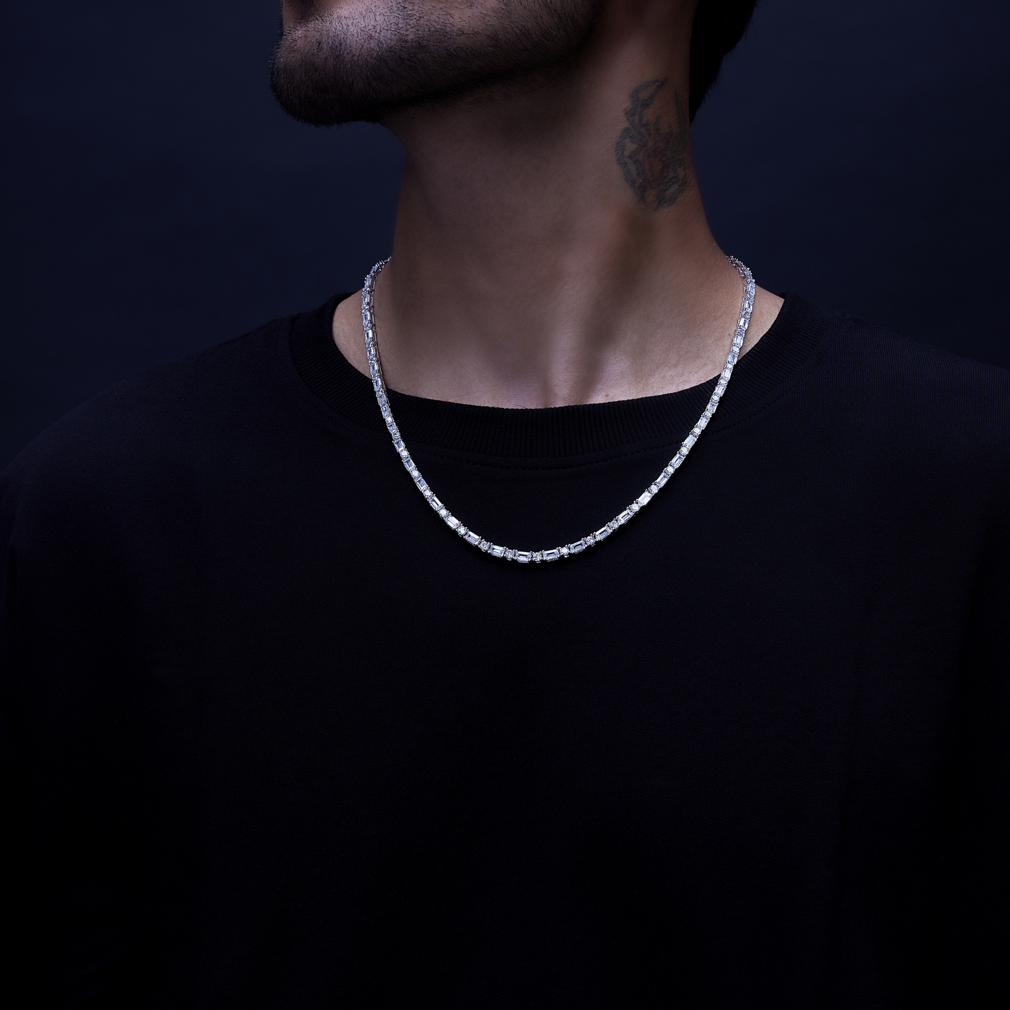 White Baguette Tennis Chain