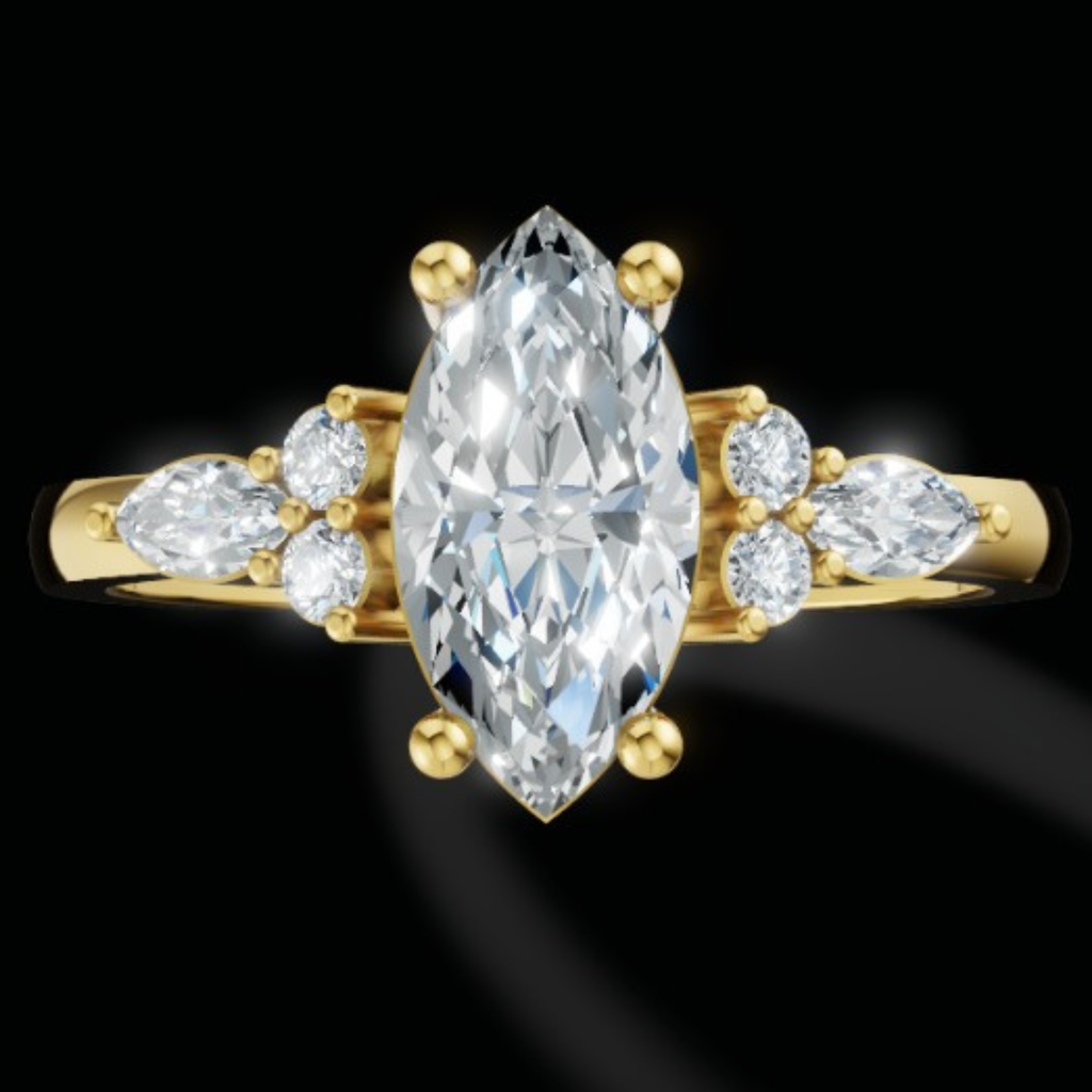 Golden Navette Trio Ring