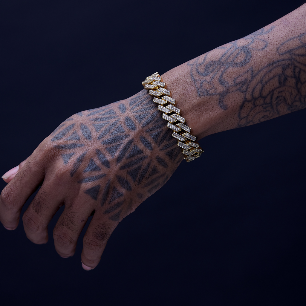 14MM Yellow Gold Raised Cuban Bracelet