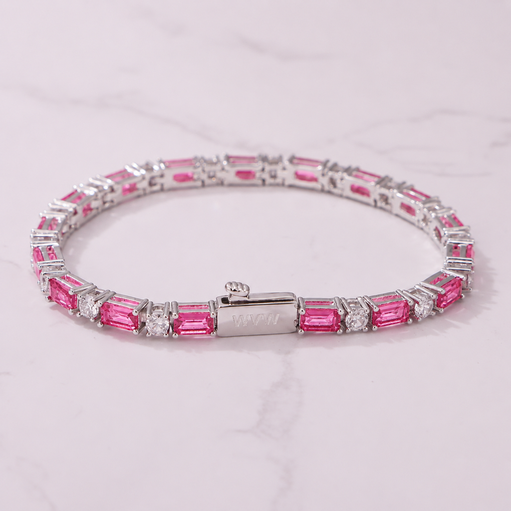 Pink Baguette Tennis Bracelet