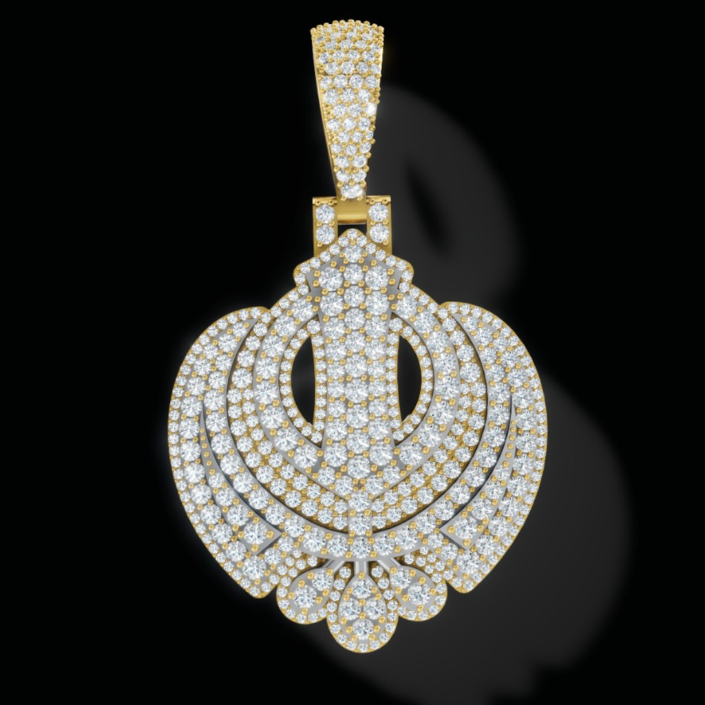 Two Tone Iced Khanda Pendant