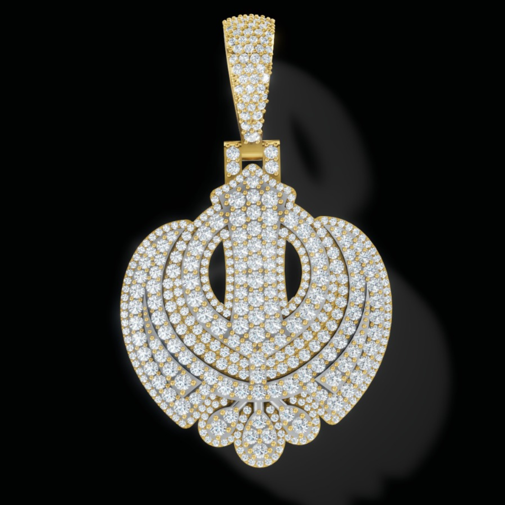 Two Tone Iced Khanda Pendant
