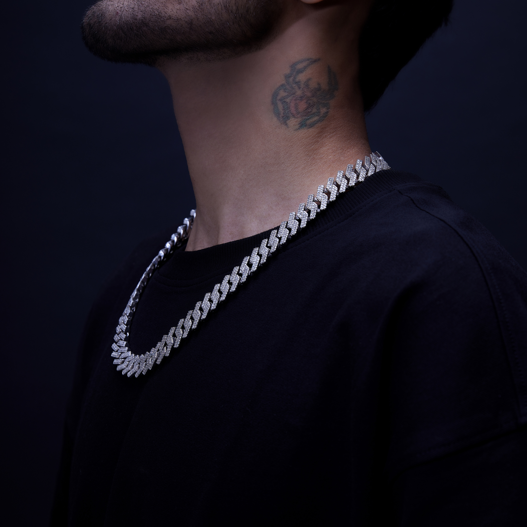 14MM White Gold Raised Cuban Chain