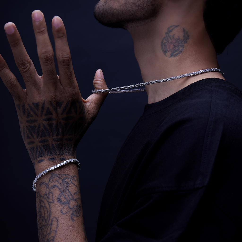 White Baguette Tennis Chain