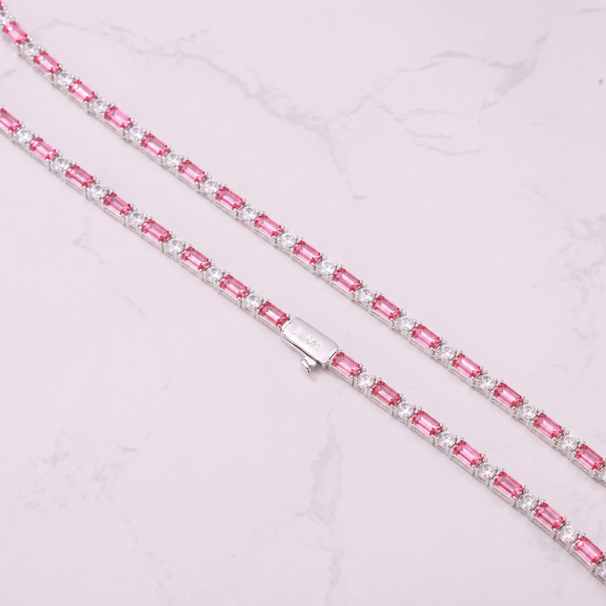 Pink Baguette Tennis Chain