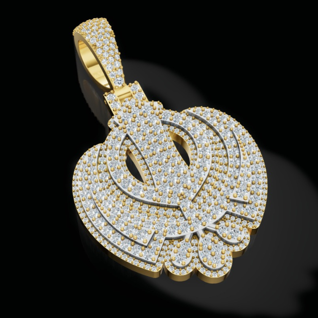 Two Tone Iced Khanda Pendant