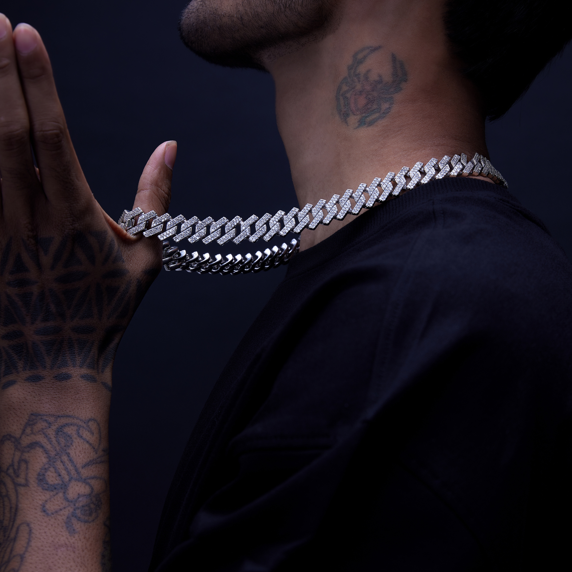 14MM White Gold Raised Cuban Chain