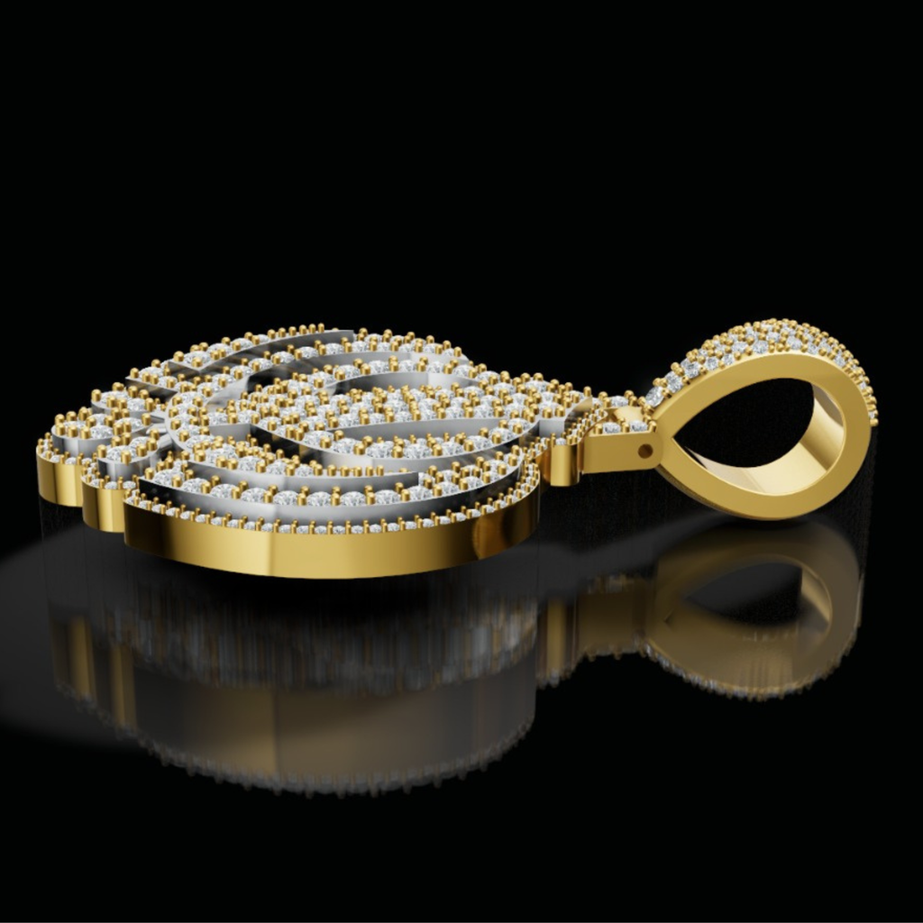 Two Tone Iced Khanda Pendant