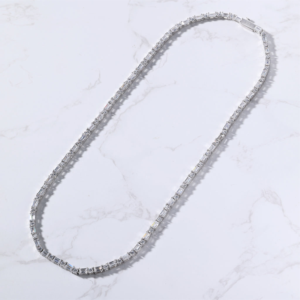 White Baguette Tennis Chain