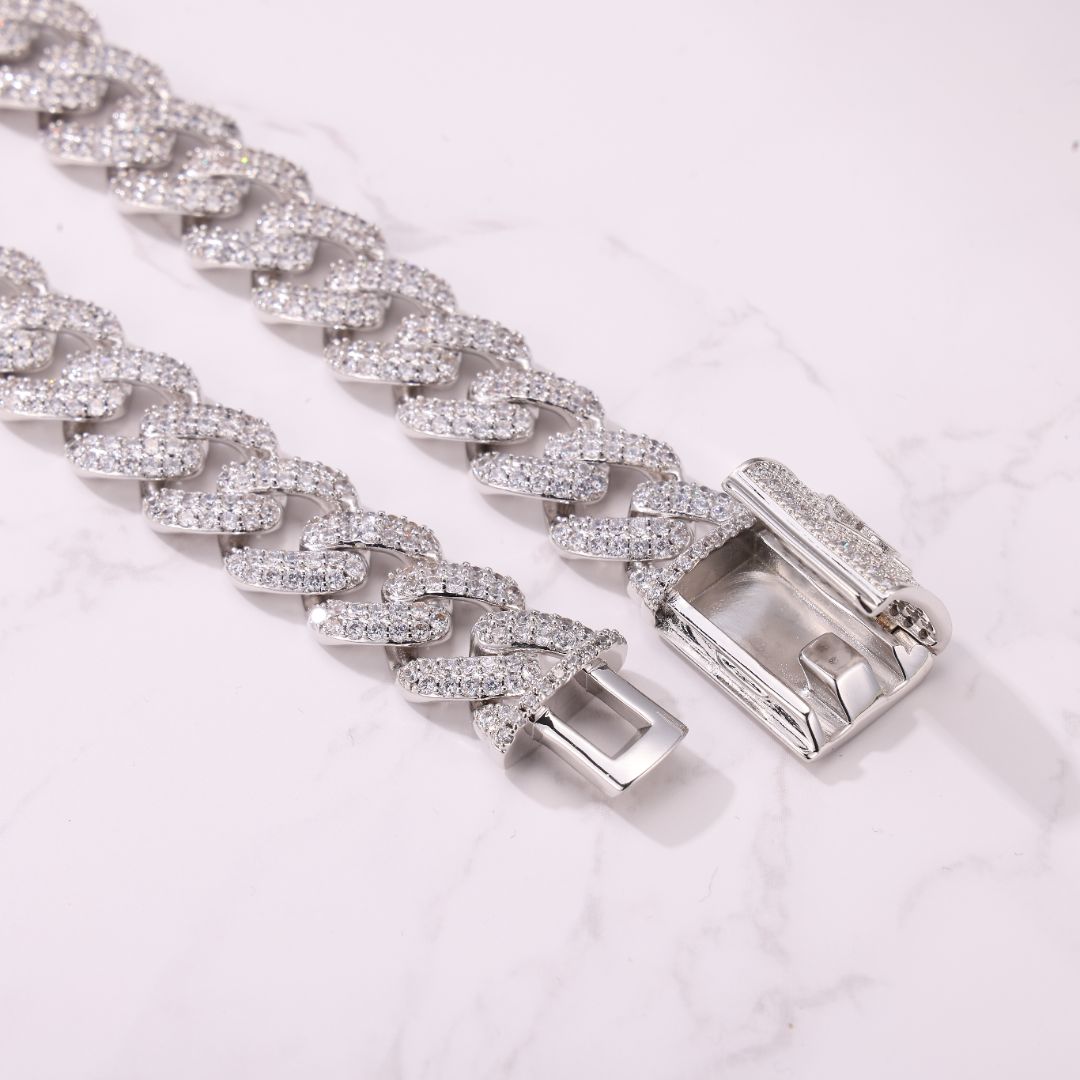 14MM White Gold Cuban Chain