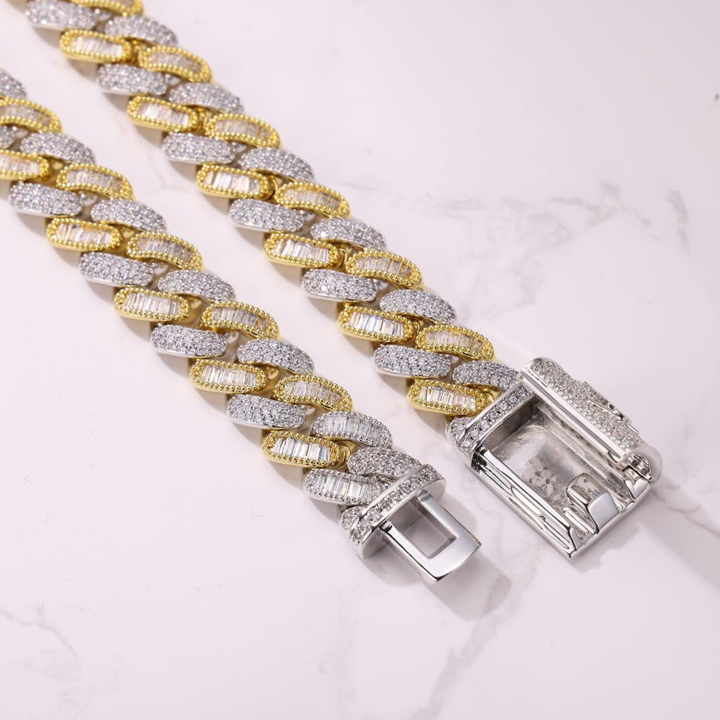 14MM Baguette & Diamond Two Tone Chain