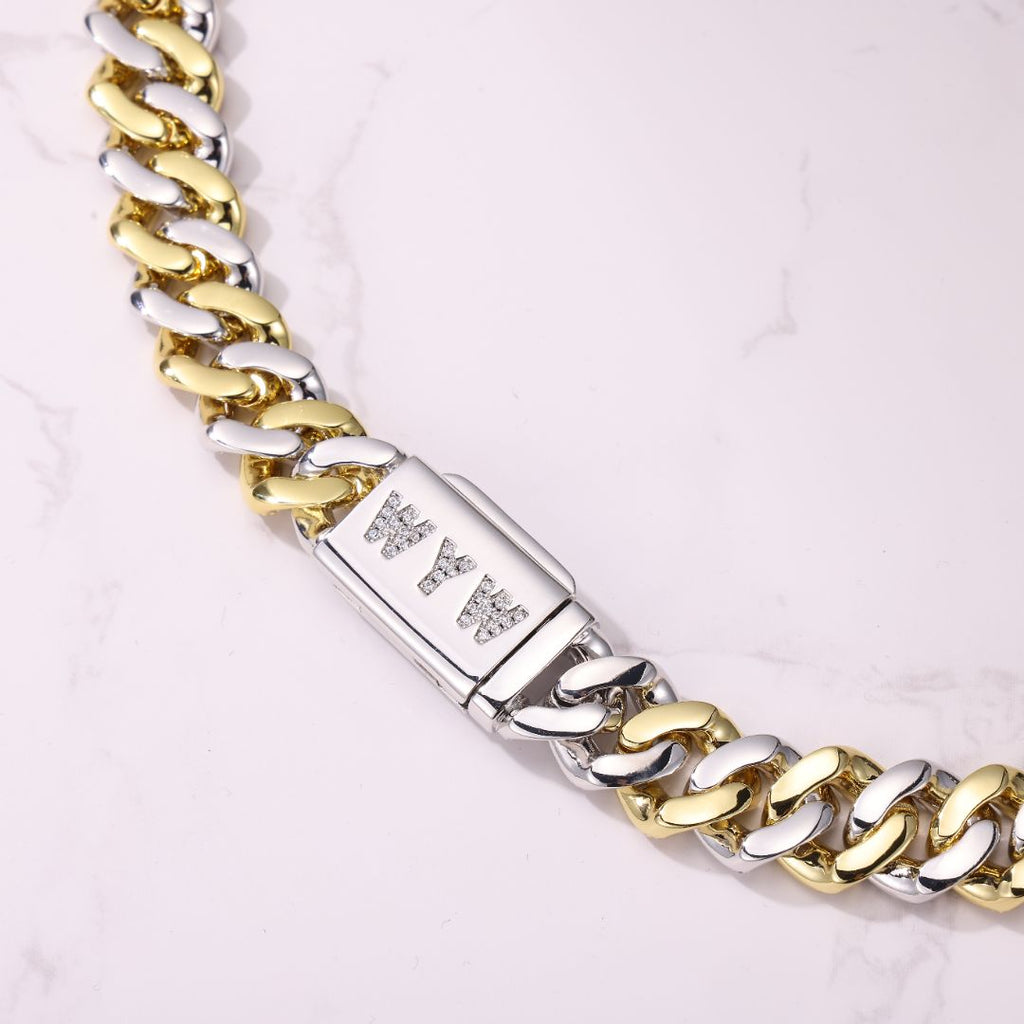 14MM Baguette & Diamond Two Tone Chain