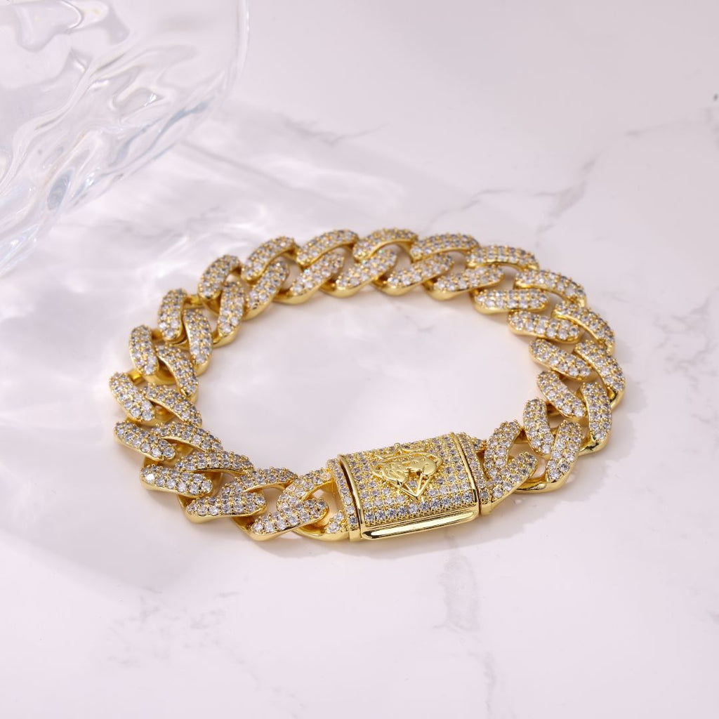14MM Cuban Yellow Gold Bracelet