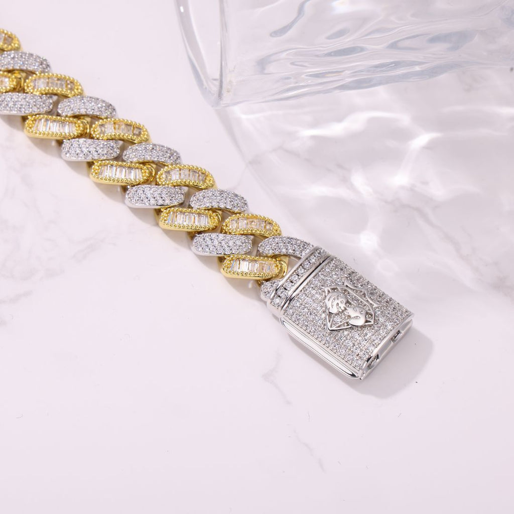 14MM Baguette & Diamond Two Tone Bracelet