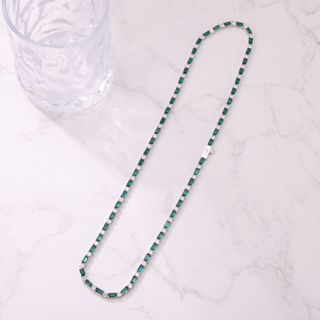 Green Baguette Tennis Chain