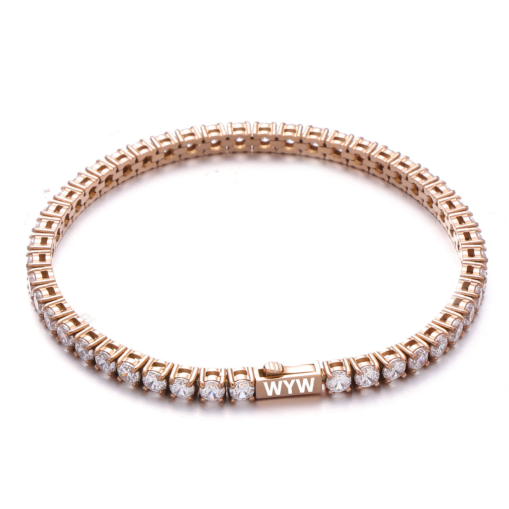 4MM Waterproof Rose Gold Tennis Bracelet
