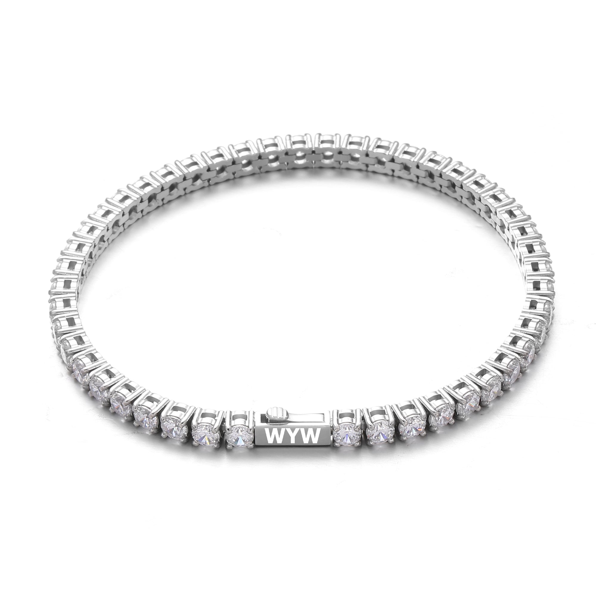 4MM White Gold Tennis Bracelet