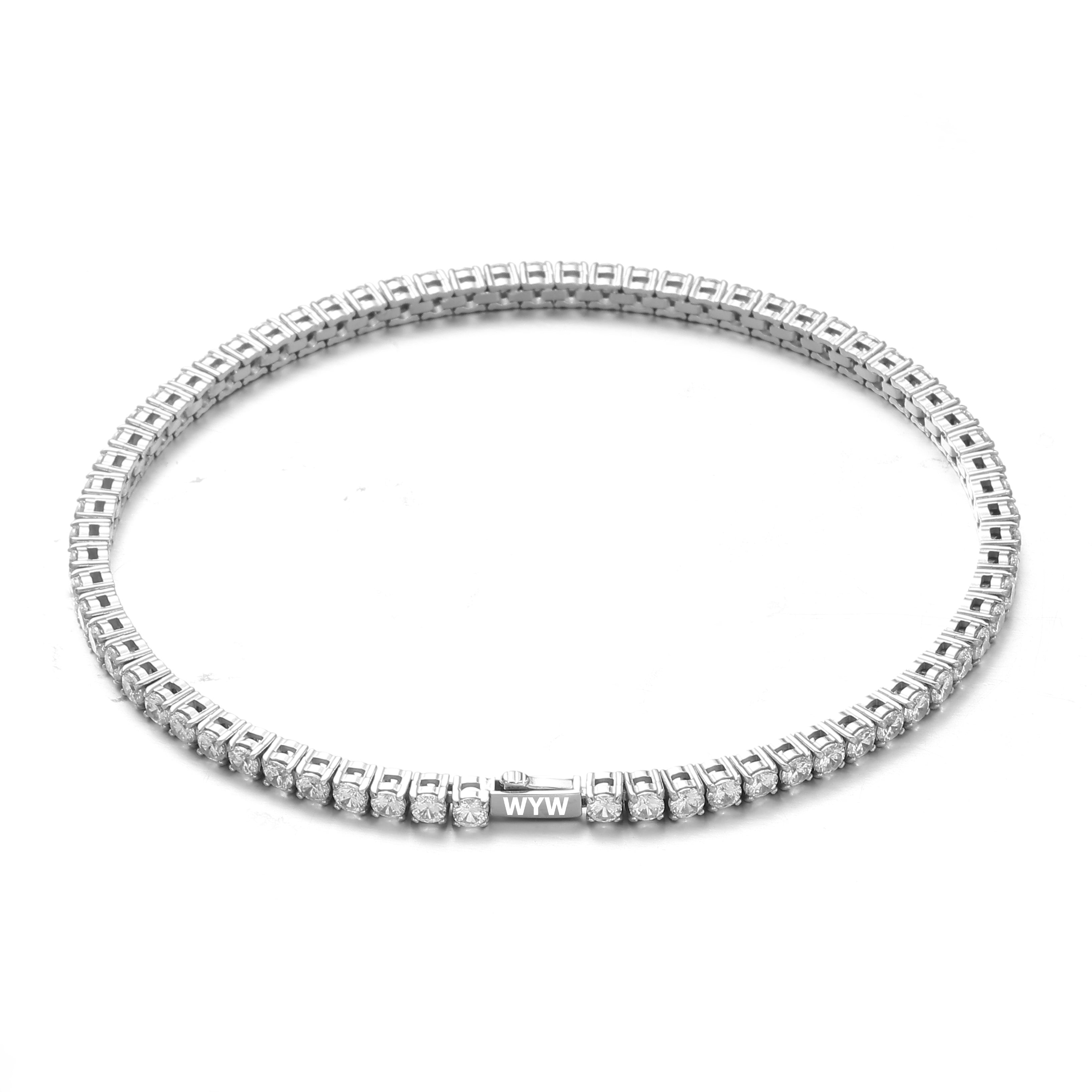 3MM White Gold Tennis Bracelet