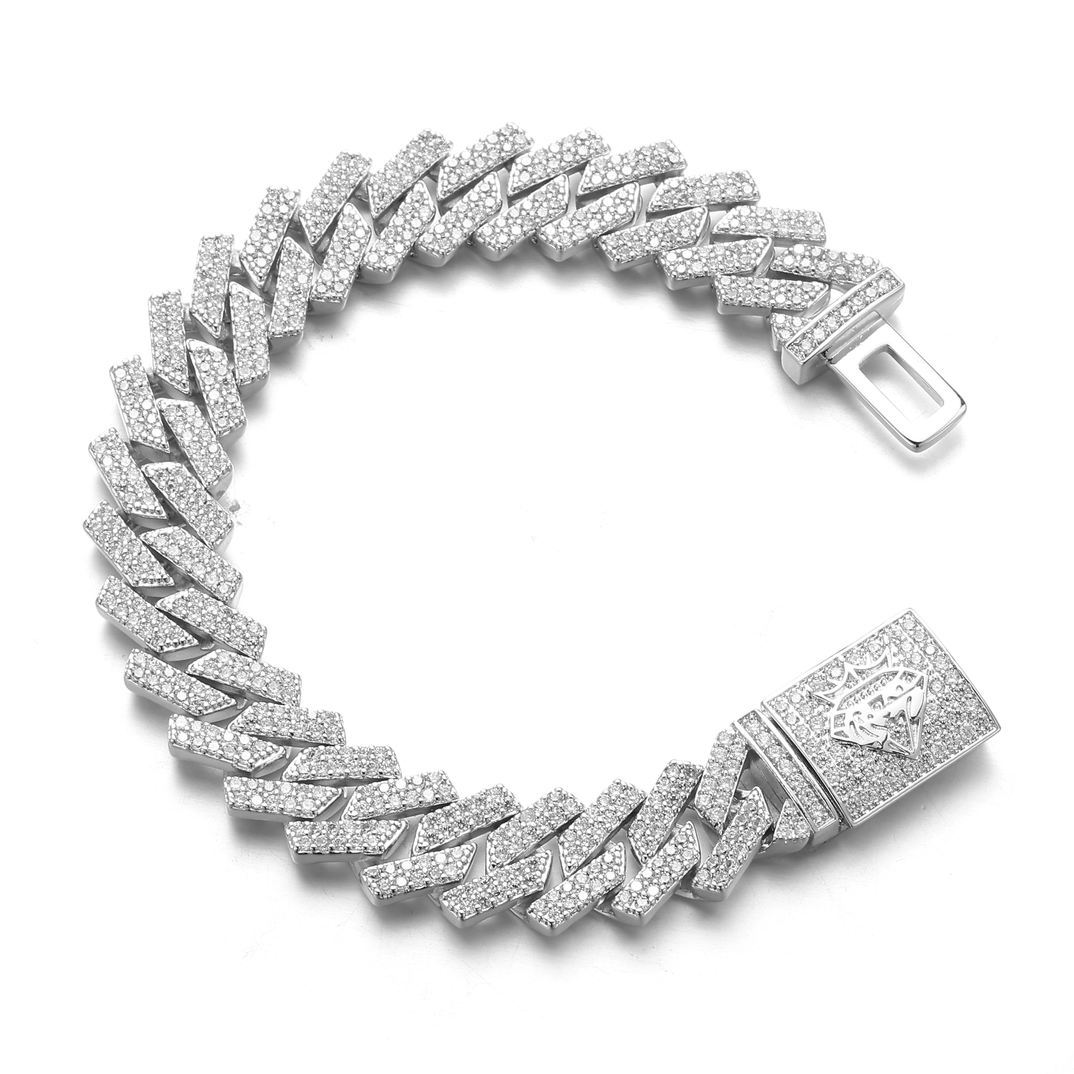 14MM White Gold Raised Cuban Bracelet