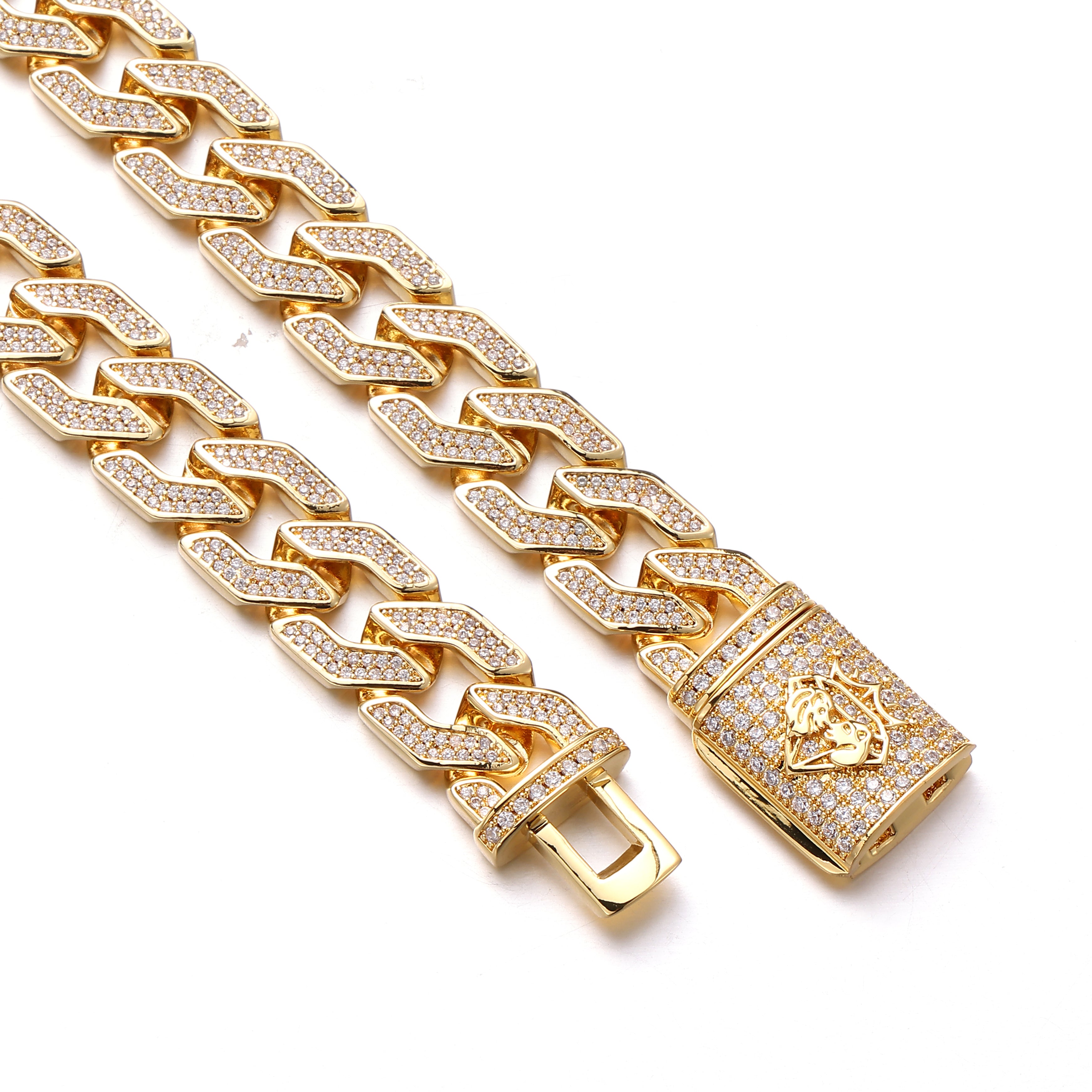14MM Yellow Gold Pave Cuban Bracelet