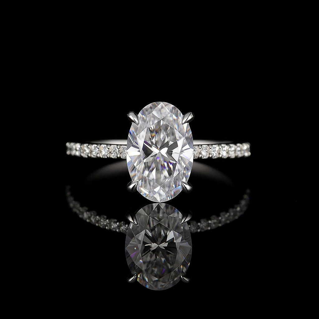 Oval Diamond Iced Ring
