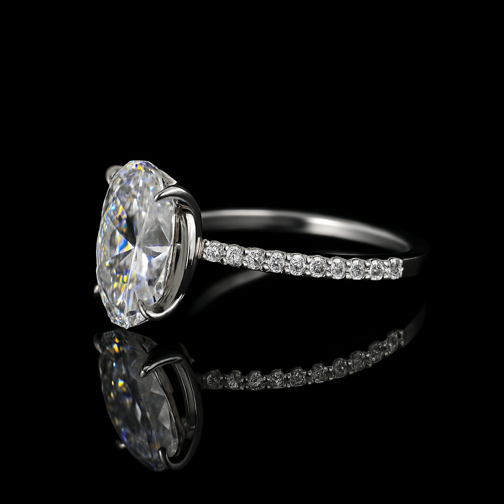 Oval Diamond Iced Ring